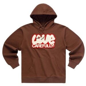 Market Love carefully brown textured hooded sweatshirts unisex XL streetwear new